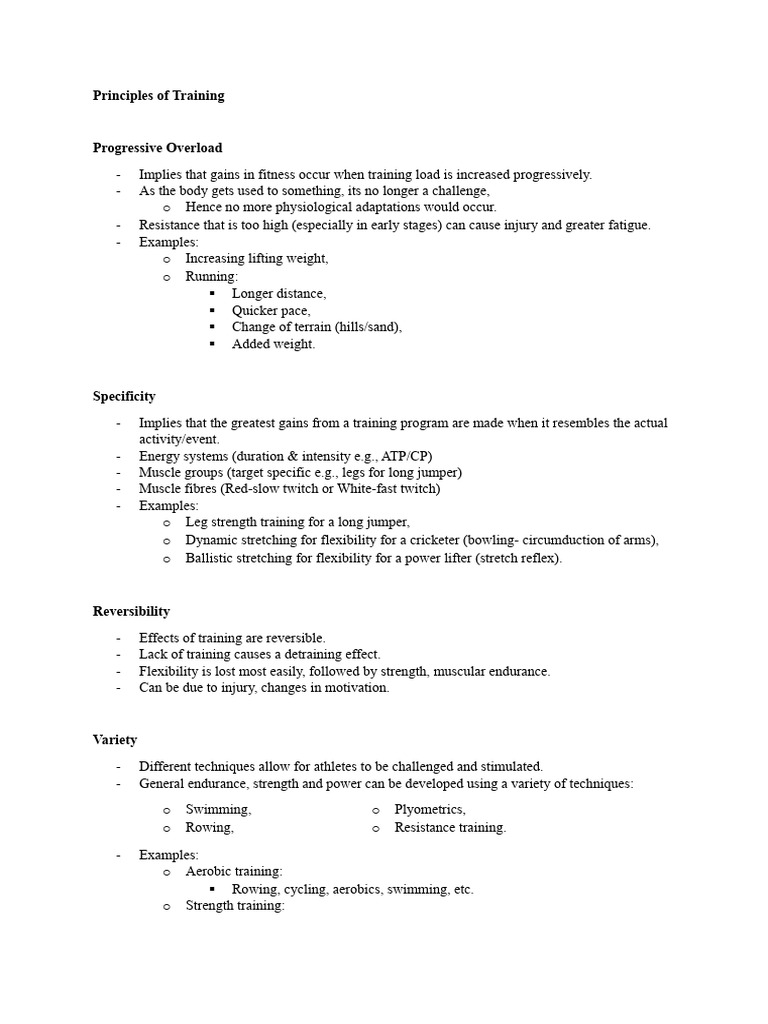 Key Training Principles for Athletes | PDF | Strength Training ...