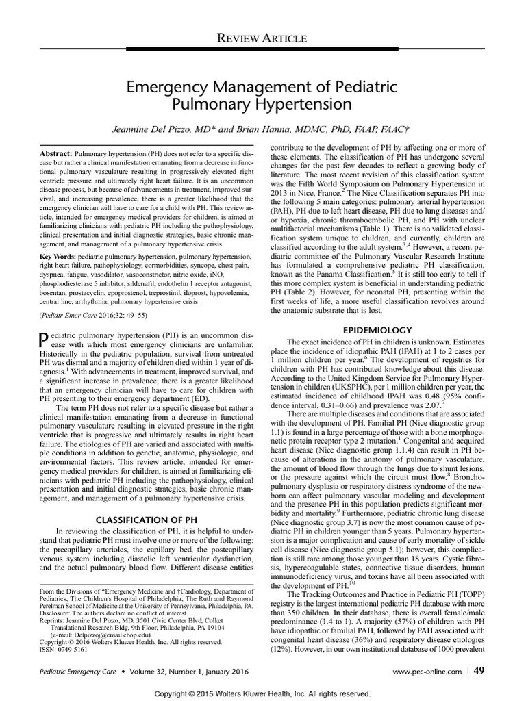 Emergency RX of Pediatric PH | PDF | Cardiology | Heart Failure