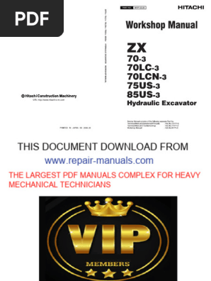 Hitachi ZX70-3 Technical Manual | PDF | Personal Protective Equipment