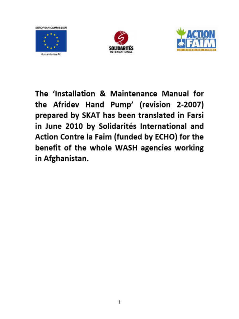 O&M Manual - Afridev Hand Pump - SKAT - Solidarites & ACF - Farsi | PDF