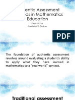 Authentic Assessment Methods in Mathematics Education