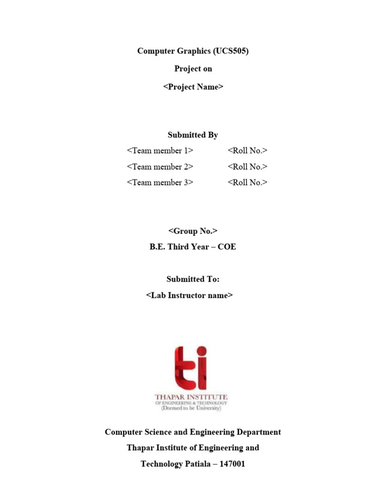 Computer Graphics Project Report Format | PDF