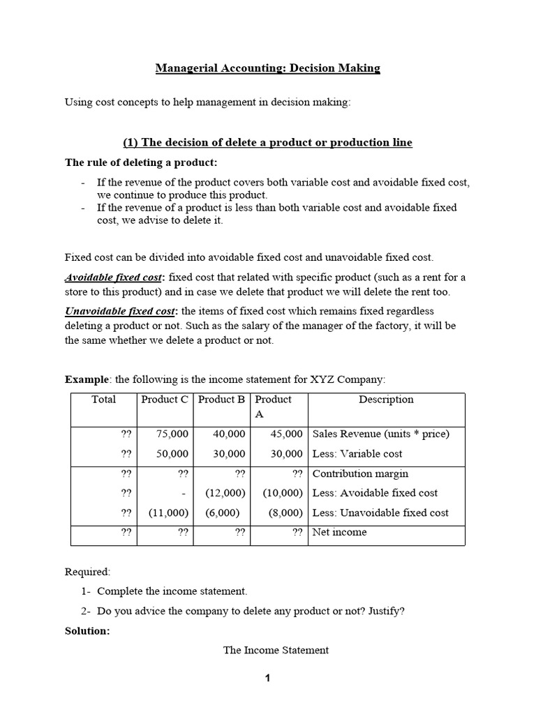 Managerial Accounting for Decision Making | PDF | Profit (Economics ...