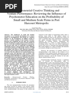 Entrepreneurial Creative Thinking and  Venture Performance: Reviewing the Influence of Psychomotor Education on the Profitability of Small and Medium Scale Firms in Port  Harcourt Metropolis