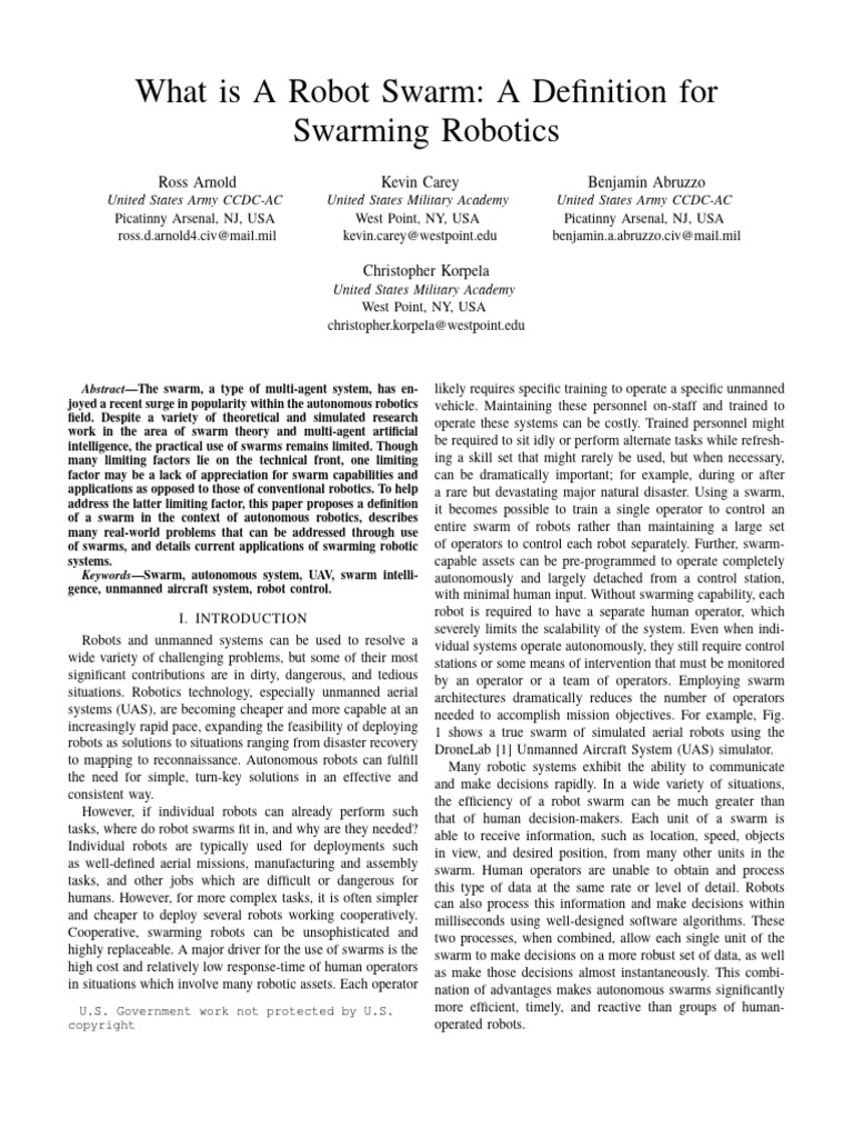 What Is A Robot Swarm - A Definition For Swarming Robotics | PDF ...