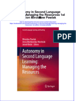 Download textbook Autonomy In Second Language Learning Managing The Resources 1St Edition Miroslaw Pawlak ebook all chapter pdf 