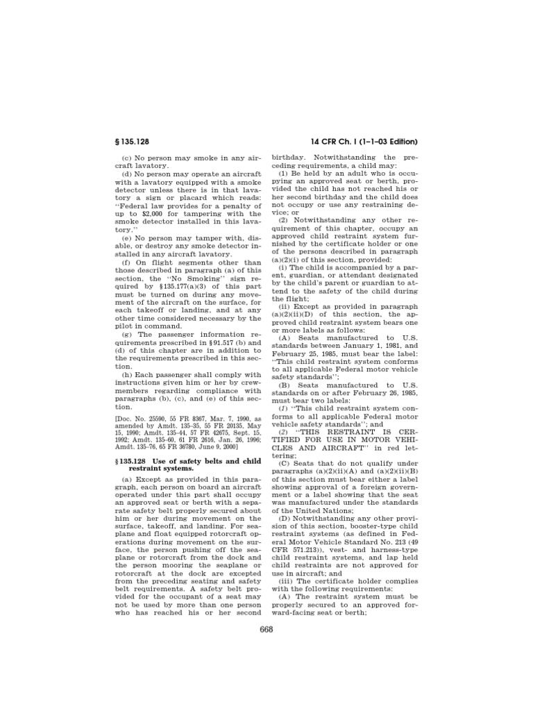 What Is The Title Of 14 Cfr 135