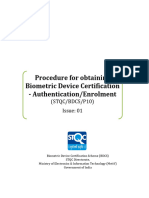 BDCS-P10 Procedure For Obtaining Biometric Device Certification-Authentication-Enrolment