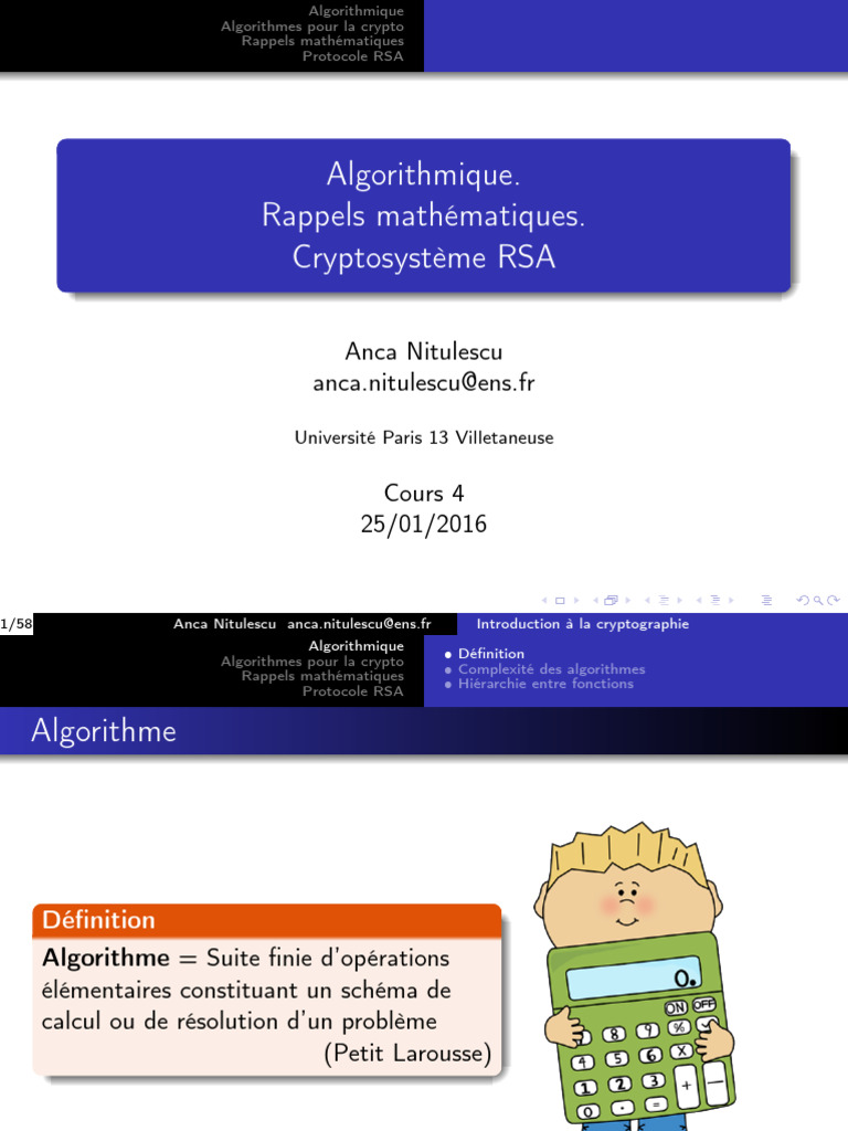 Cours 4 | PDF | Nombre premier | Public-key cryptography