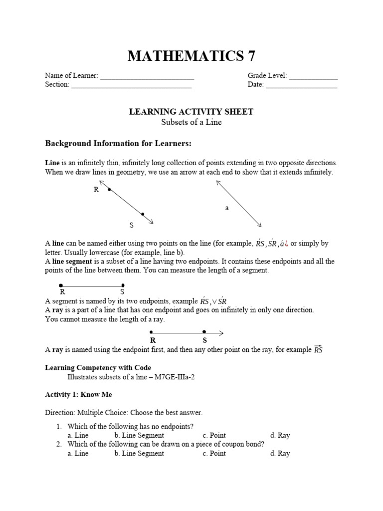 Mathematics 7 Las | PDF | Infinity | Mathematics