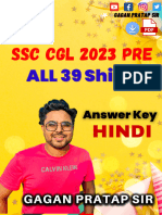 Ssc Cgl 2023 Pre All 39 Shifts Answer Key PDF's in Hindi