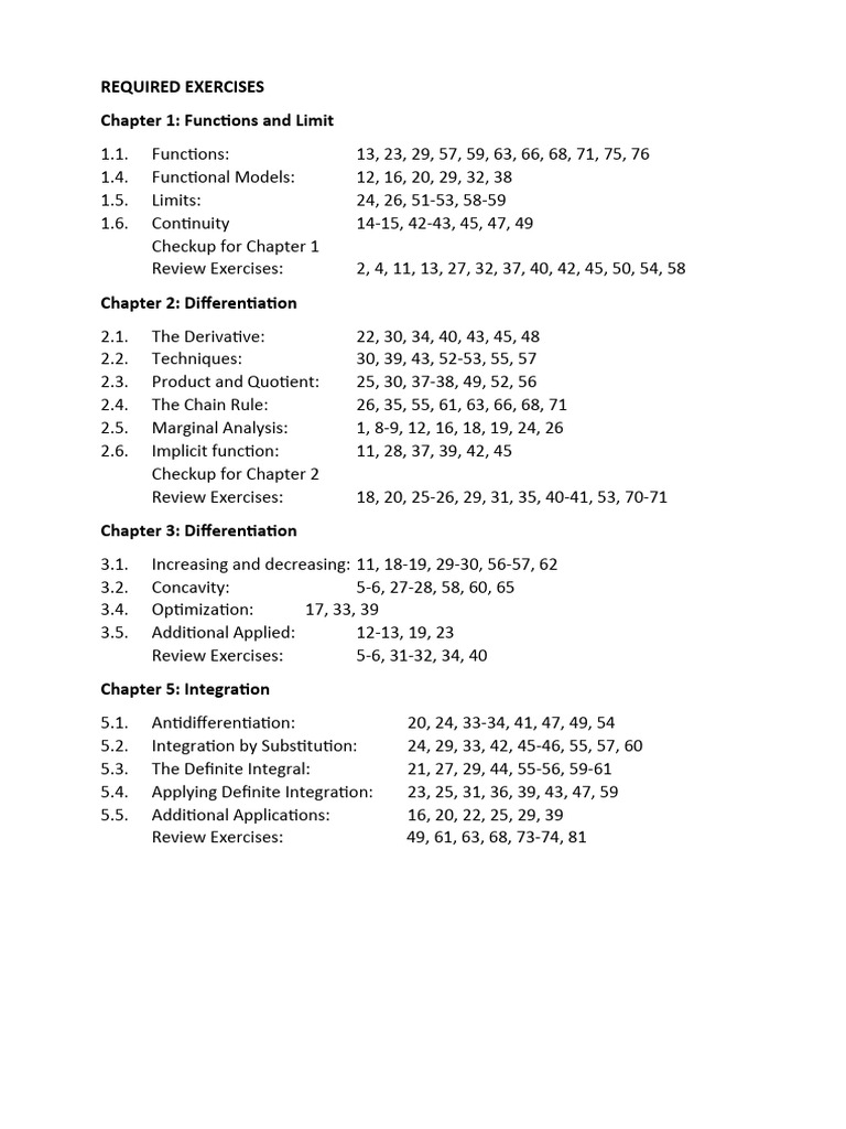 Essential Calculus Exercises Guide | PDF | Teaching Methods & Materials ...