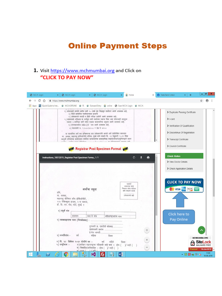 Online Payment Guide for MCH Fees | PDF