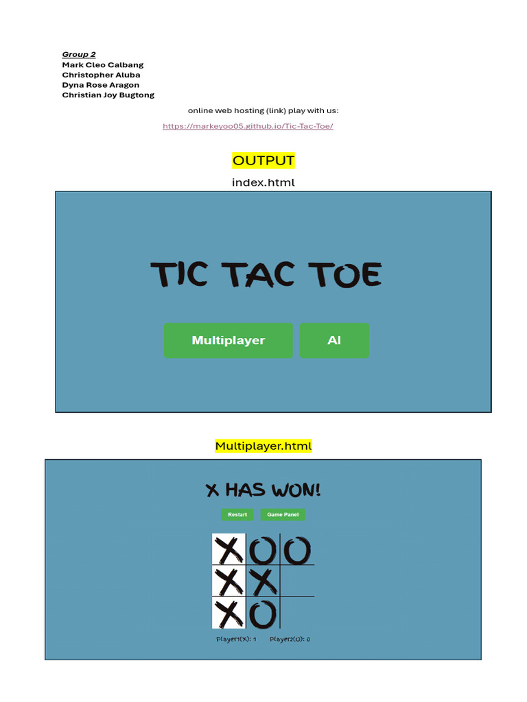 Tic Tac Toe Multiplayer & AI Game | PDF | Software Engineering | Computing