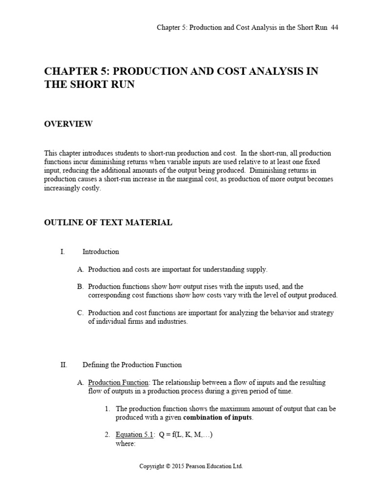 Ch05 Production and Costs | PDF | Marginal Cost | Long Run And Short Run