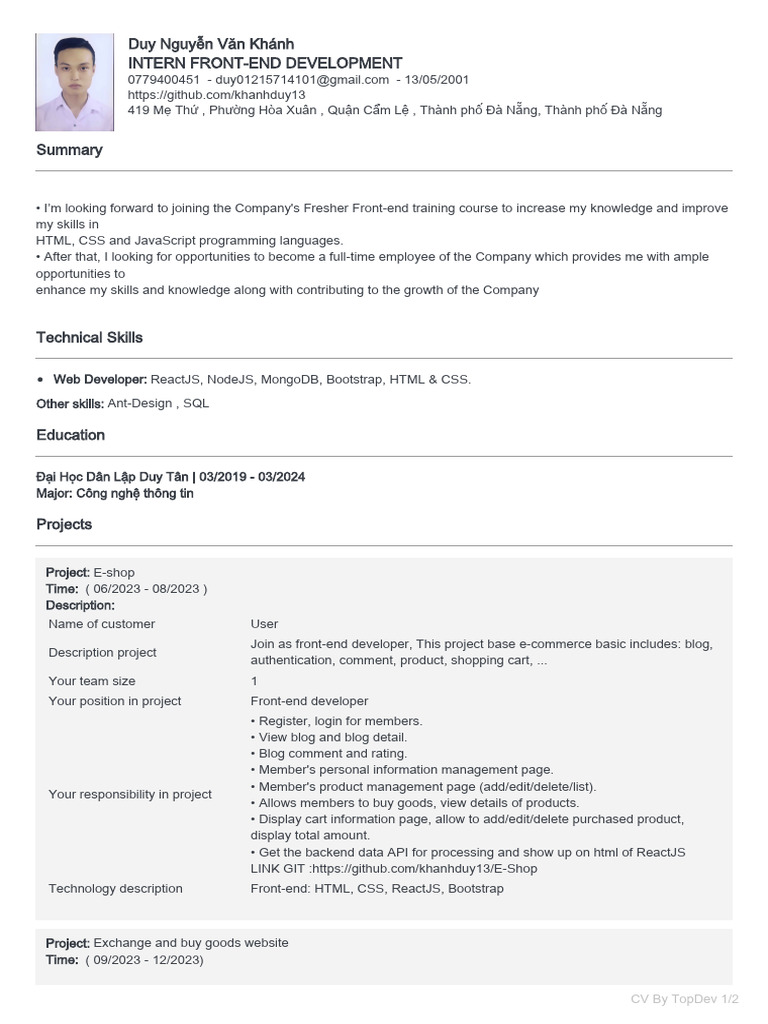 Front-End Developer CV and Projects | PDF | Bootstrap (Front End ...
