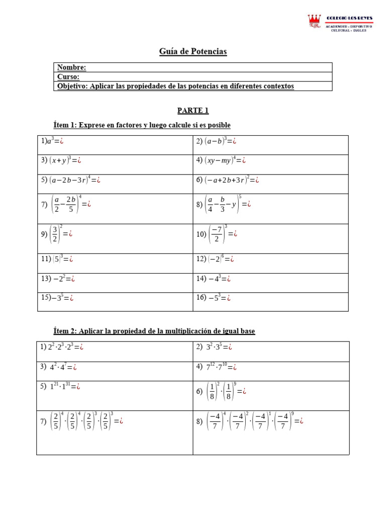 Guía De Potencias 1eros Pdf