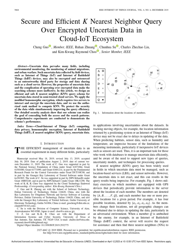 Secure KNN Query for Encrypted Data | PDF | Encryption | Military ...