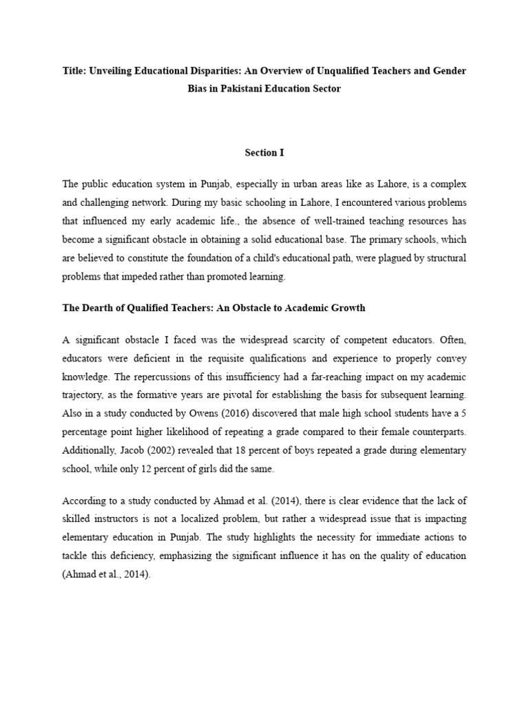 Title unveiling educational disparities an overview of unqualified