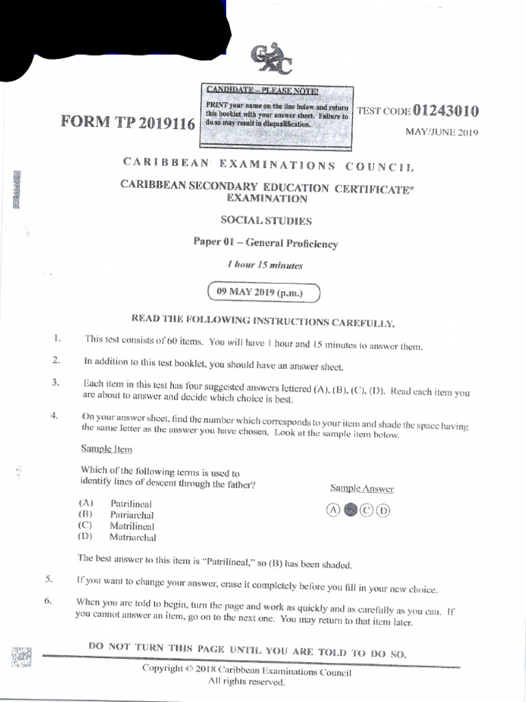 Csec social studies p1 2019 pdf