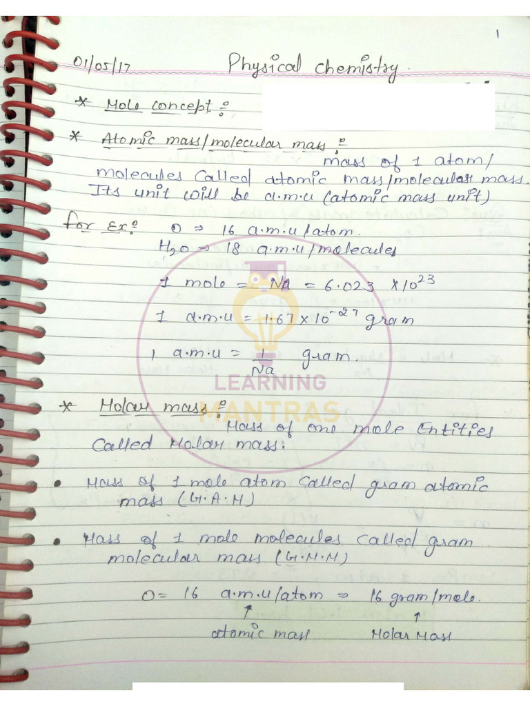 Mole Concept Handwritten Notes by LM | PDF