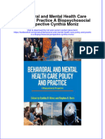 PDF Behavioral and Mental Health Care Policy and Practice A Biopsychosocial Perspective Cynthia Moniz Ebook Full Chapter