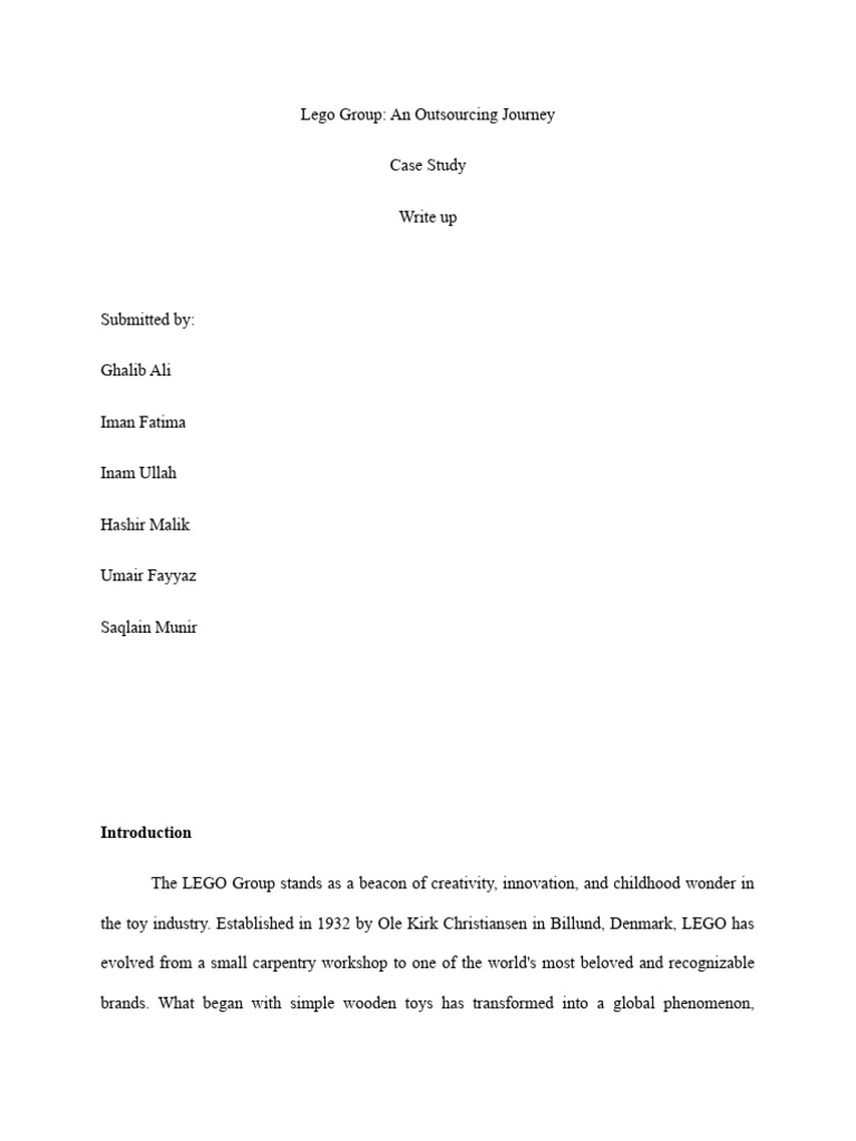 Lego Group Case Study Pdf Supply Chain Outsourcing