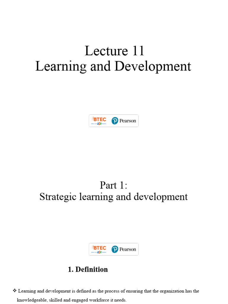 Strategic Learning and Development Overview | PDF | Learning | Learning ...