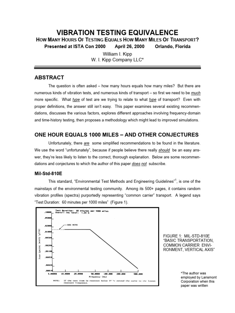 Vibration Testing vs. Transport Miles | PDF | Spectral Density | Simulation
