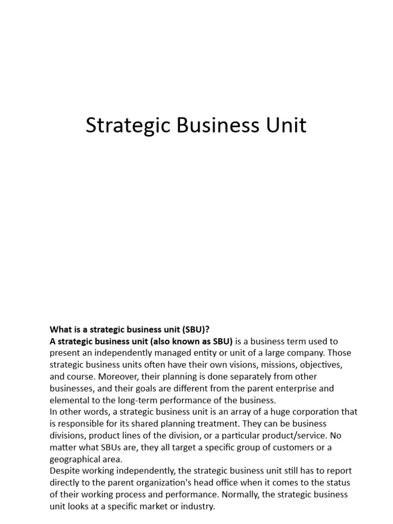 Understanding Strategic Business Units | PDF | Market Segmentation | Brand