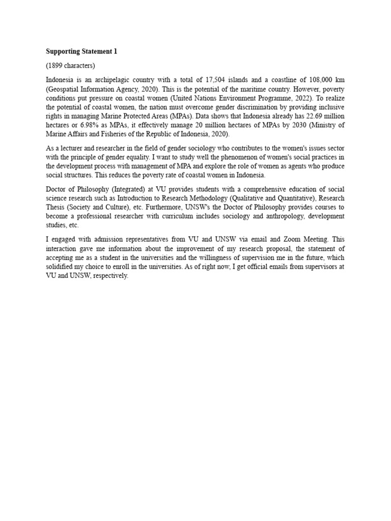 Supporting Statement Aas 2023 | PDF | Social Science