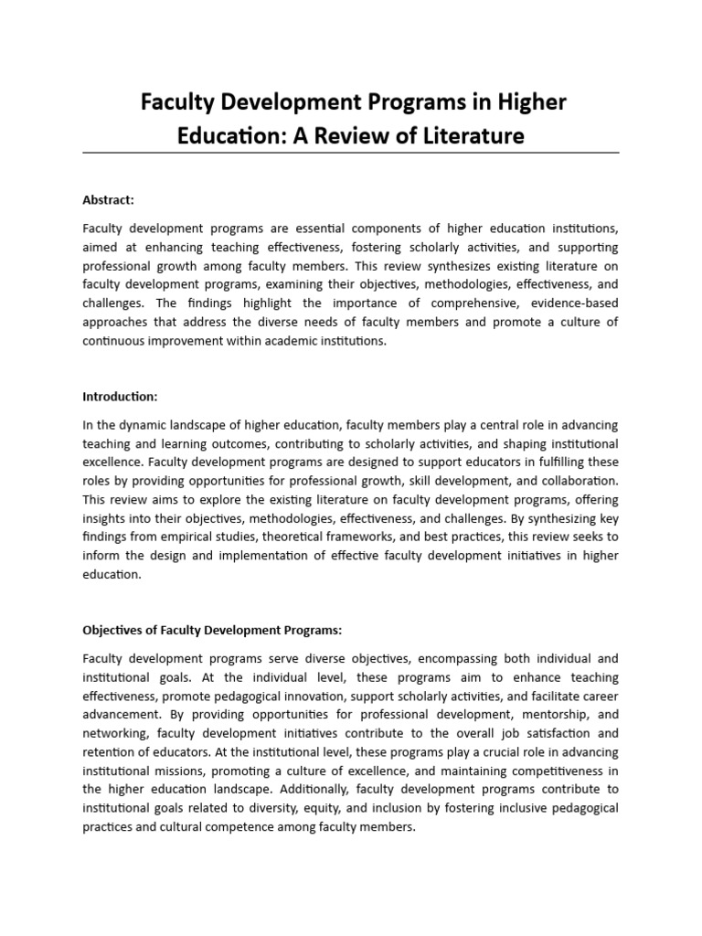 Faculty Development in Higher Education | PDF | Mentorship | Methodology