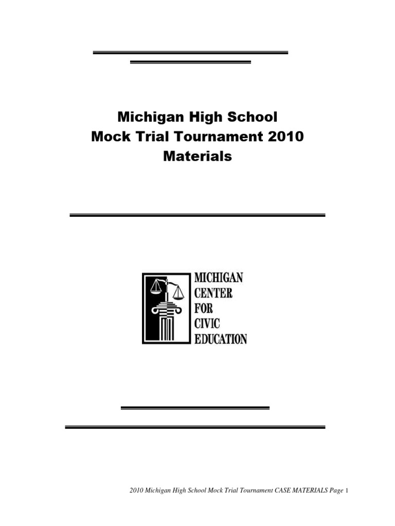 2010 MHSMTT Case Packet | PDF | Evidence (Law) | Justice