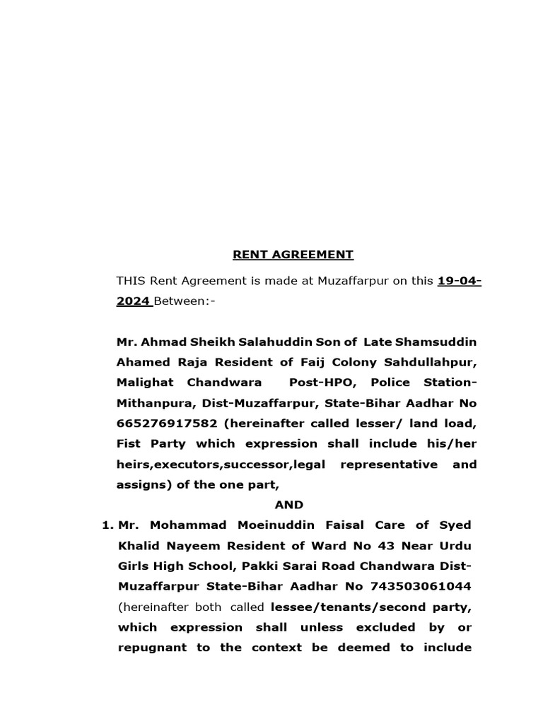 Notary Rent Agreement Template | PDF | Lease | Property Law