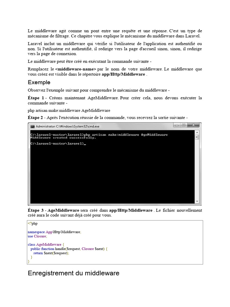 Comprendre le Middleware dans Laravel | PDF | Middleware | PHP