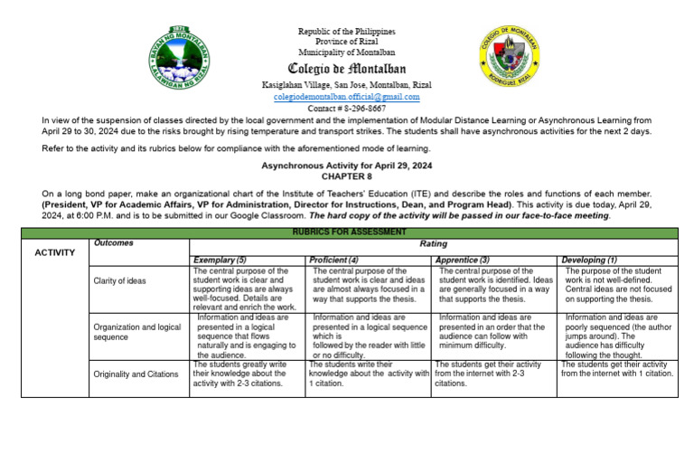 Montalban Asynchronous Learning Activity | PDF | Teaching | Pedagogy