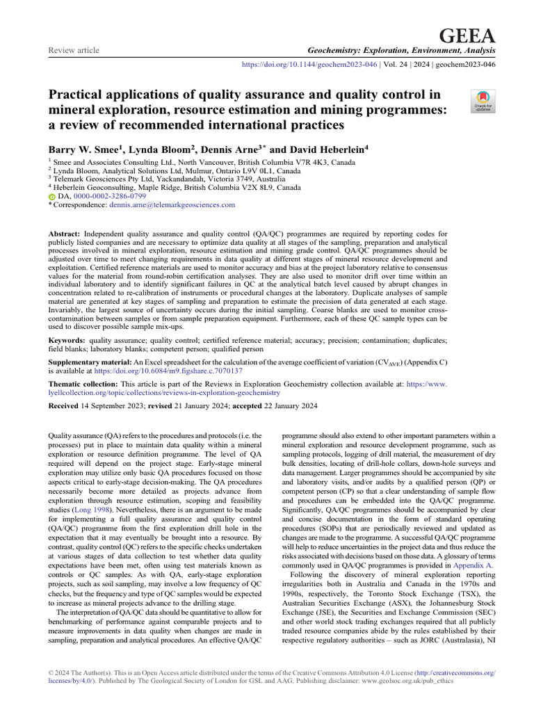 QA/QC Practices in Mining Exploration | PDF | Quality Assurance ...