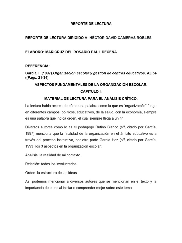 Formato Reporte De Lectura Pdf Educación En Artes Liberales