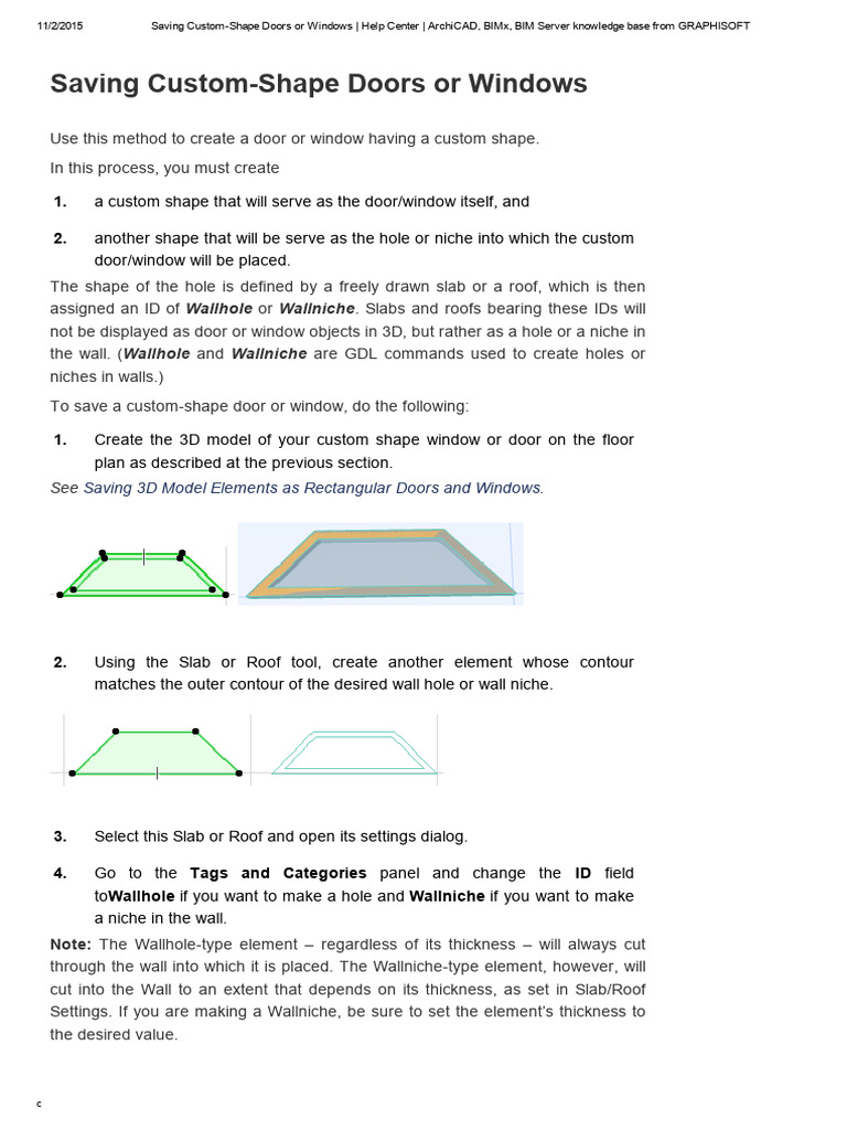 Saving Custom Shape Doors Or Windows Help Center Archicad Bimx