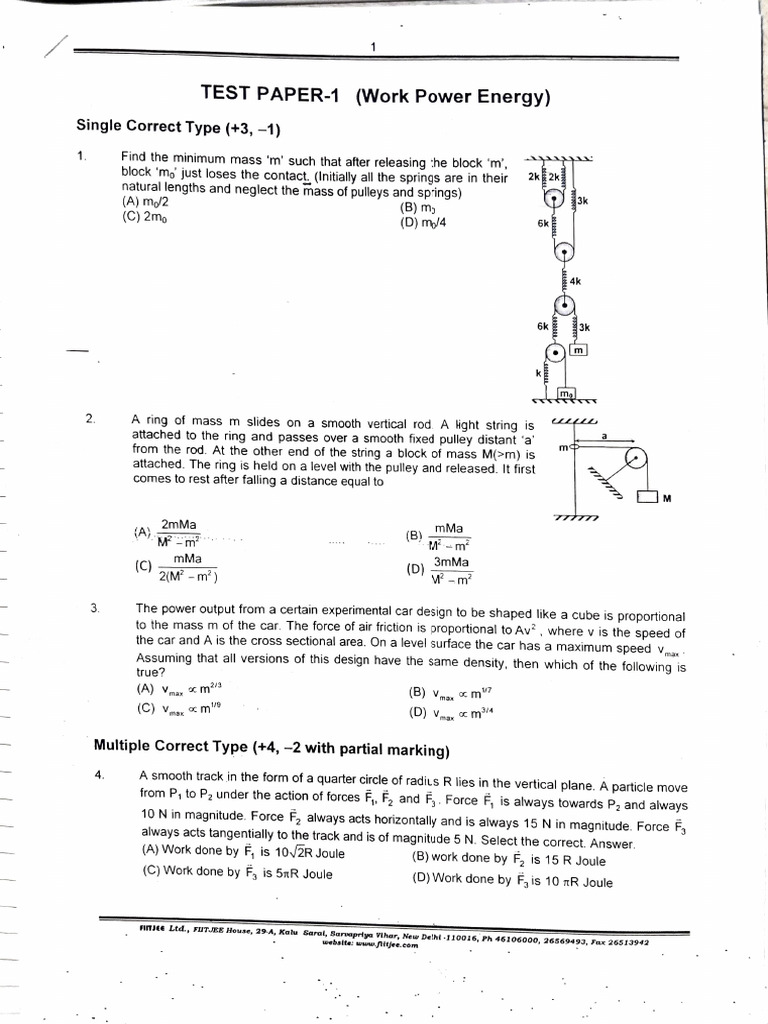 Physics Problems on Work, Energy, and Forces | PDF | Force | Mass