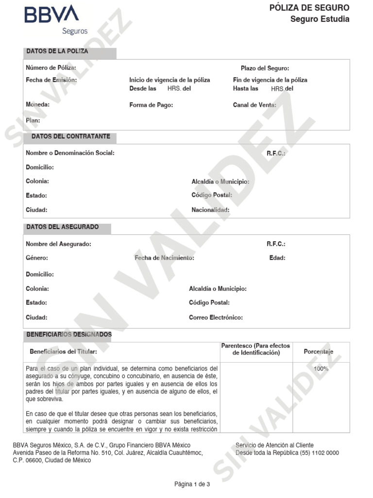 Poliza Seguro Estudia | Descargar gratis PDF | Póliza de seguros | Seguro