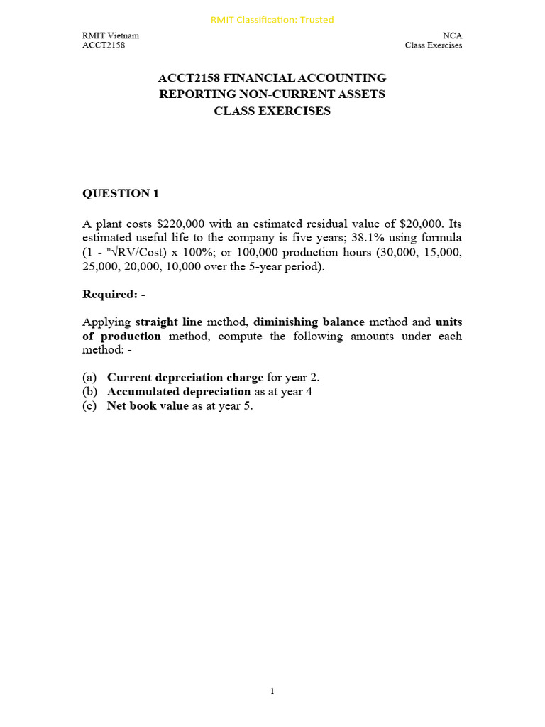 Class exercises reporting assets download free pdf depreciation