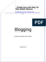 PDF Blogging Create Your Own Blog 1St Edition Gitesh Sharma Ebook Full Chapter