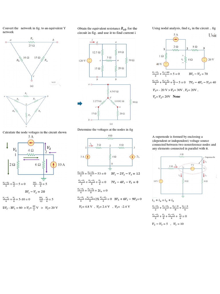 Nodal Analysis and Circuit Calculations | PDF | Electrical Network ...