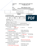 (Đề Kiểm Tra Có 04 Trang) (TH I Gian Làm Bài 60 Phút Không Kể TH I Gian Giao Đề)