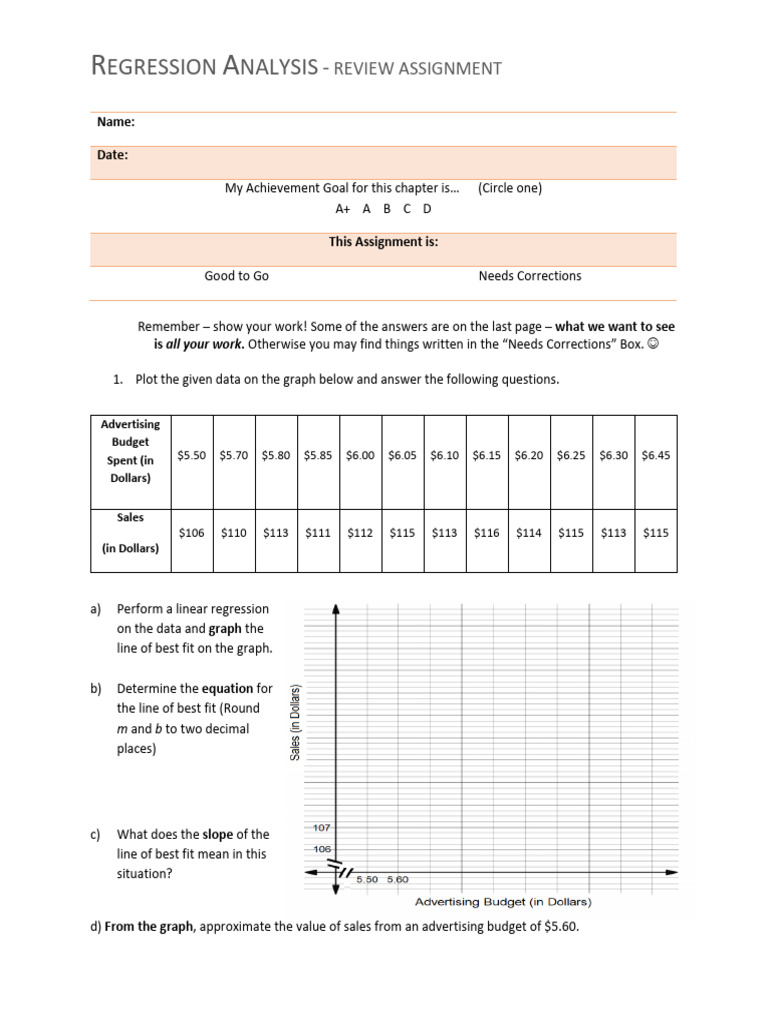 Regression Analysis Chapter Assignment - Student | PDF | Regression ...