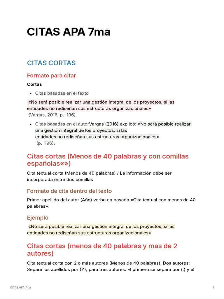 Guía de Citas APA 7ma Edición | PDF
