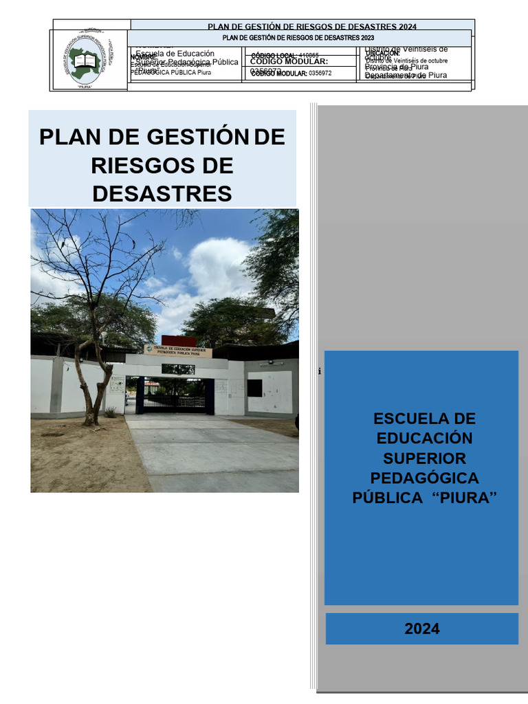 Plan de Riesgos Desastres Piura 2024 | PDF | Inundar | Temblores