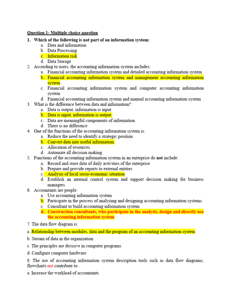 Accounting Information System Quiz | PDF | Information System | System
