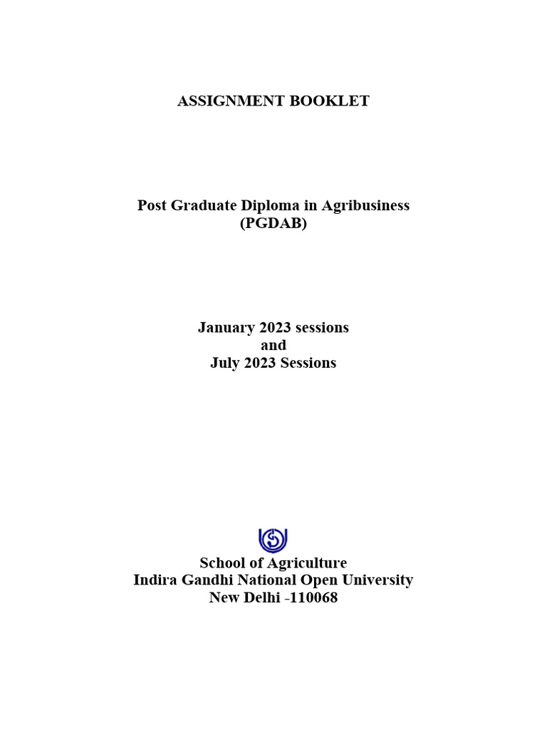 PG Diploma Agribusiness Assignment Guide | PDF | Economics | Marketing